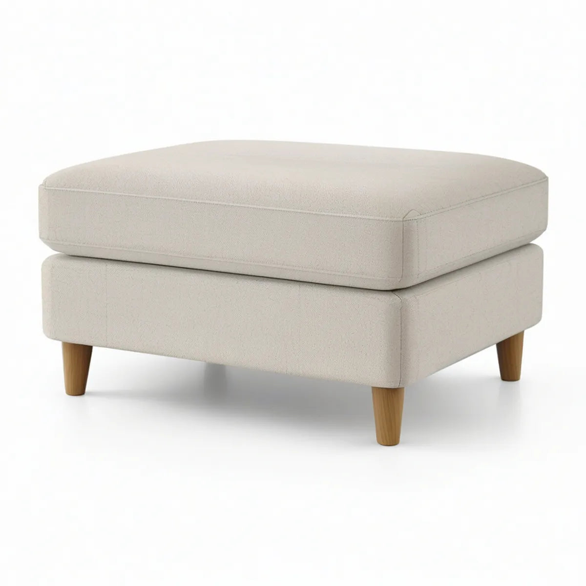 Rechteckiger Polsterhocker 75 × 60 × 45 cm in Beige mit naturbraunen Holzbeinen