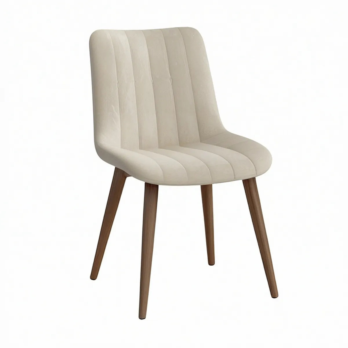 Gepolsterter Esszimmerstuhl aus Polyester-Samt in Creme/Braun, 50 x 58 x 85 cm
