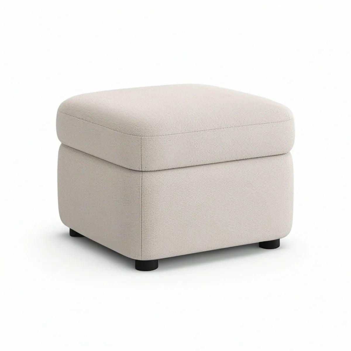 Polsterhocker 60 x 60 x 45 cm mit Polyesterbezug in Creme