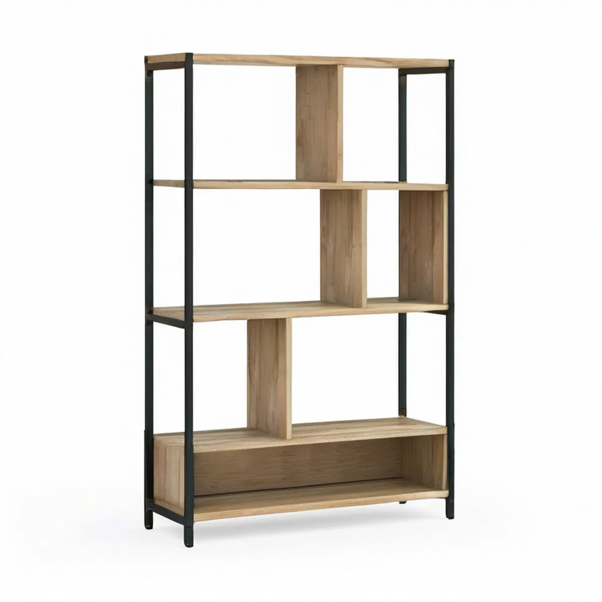 Offenes Standregal aus Holzwerkstoff und Stahl, Eiche/Schwarz, 90 x 35 x 180 cm