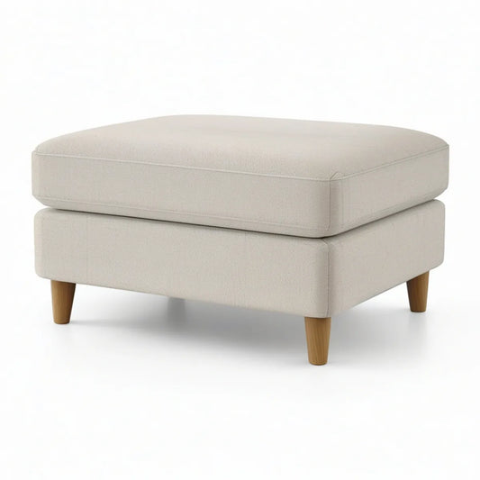 Rechteckiger Polsterhocker 75 × 60 × 45 cm in Beige mit naturbraunen Holzbeinen