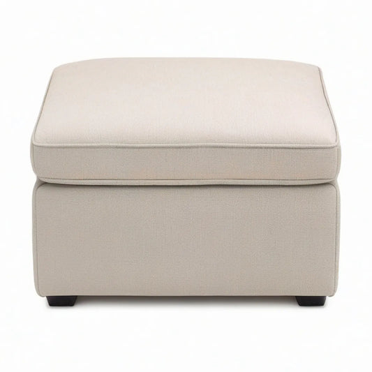 Rechteckiger Polsterhocker Beige/Schwarz, 90 x 70 x 46 cm