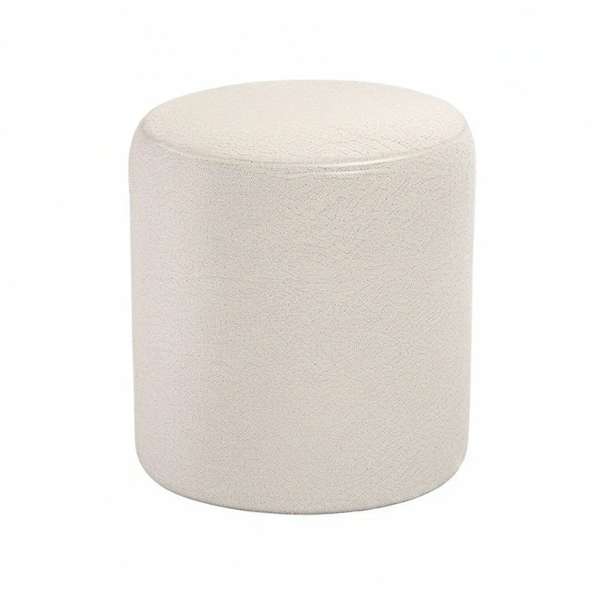 Runder Polsterhocker aus Polyester-Bouclé in Creme, Ø 40 cm, Höhe 45 cm