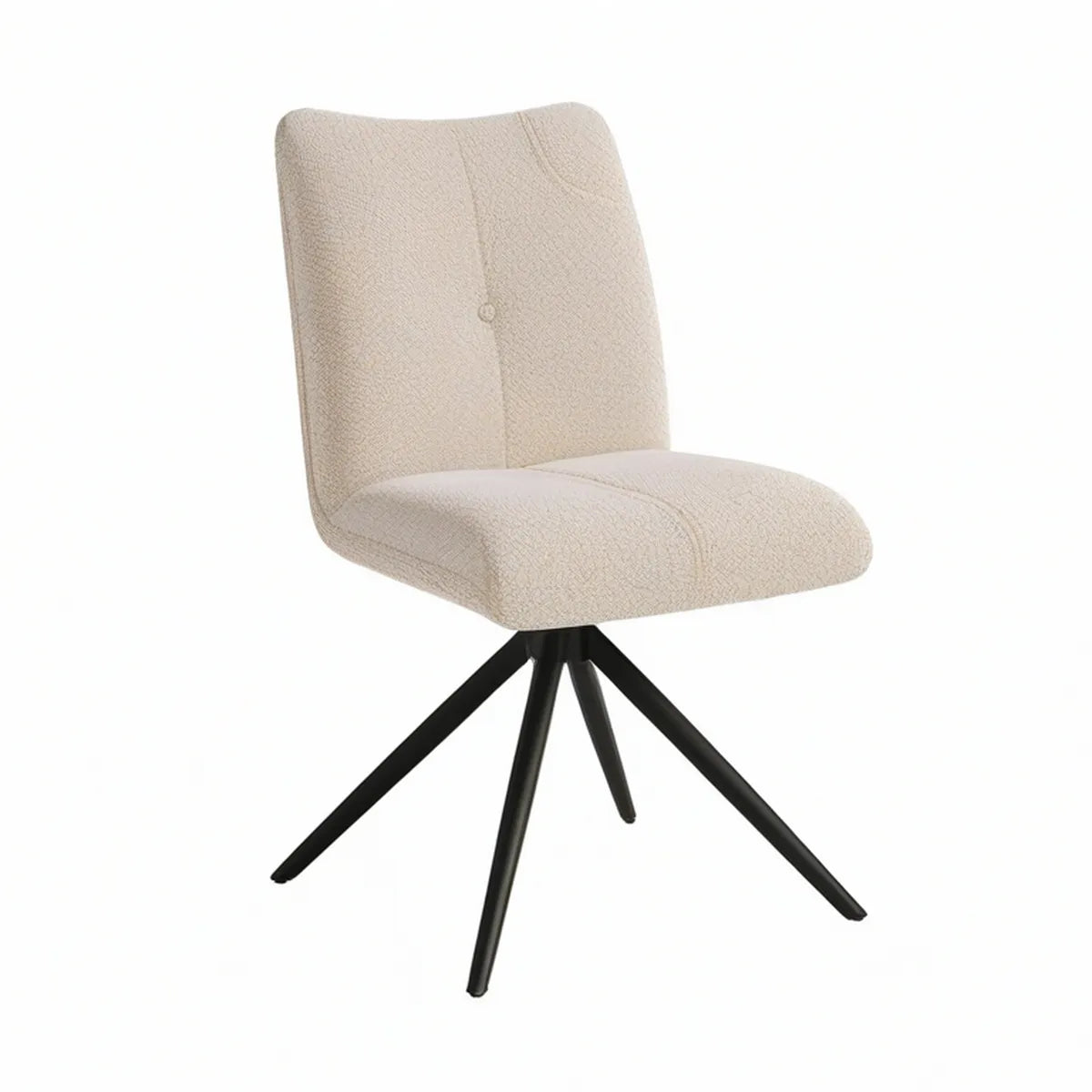 Drehbarer Esszimmerstuhl mit Bouclé-Bezug, Creme/Schwarz, 46 × 59 × 88 cm