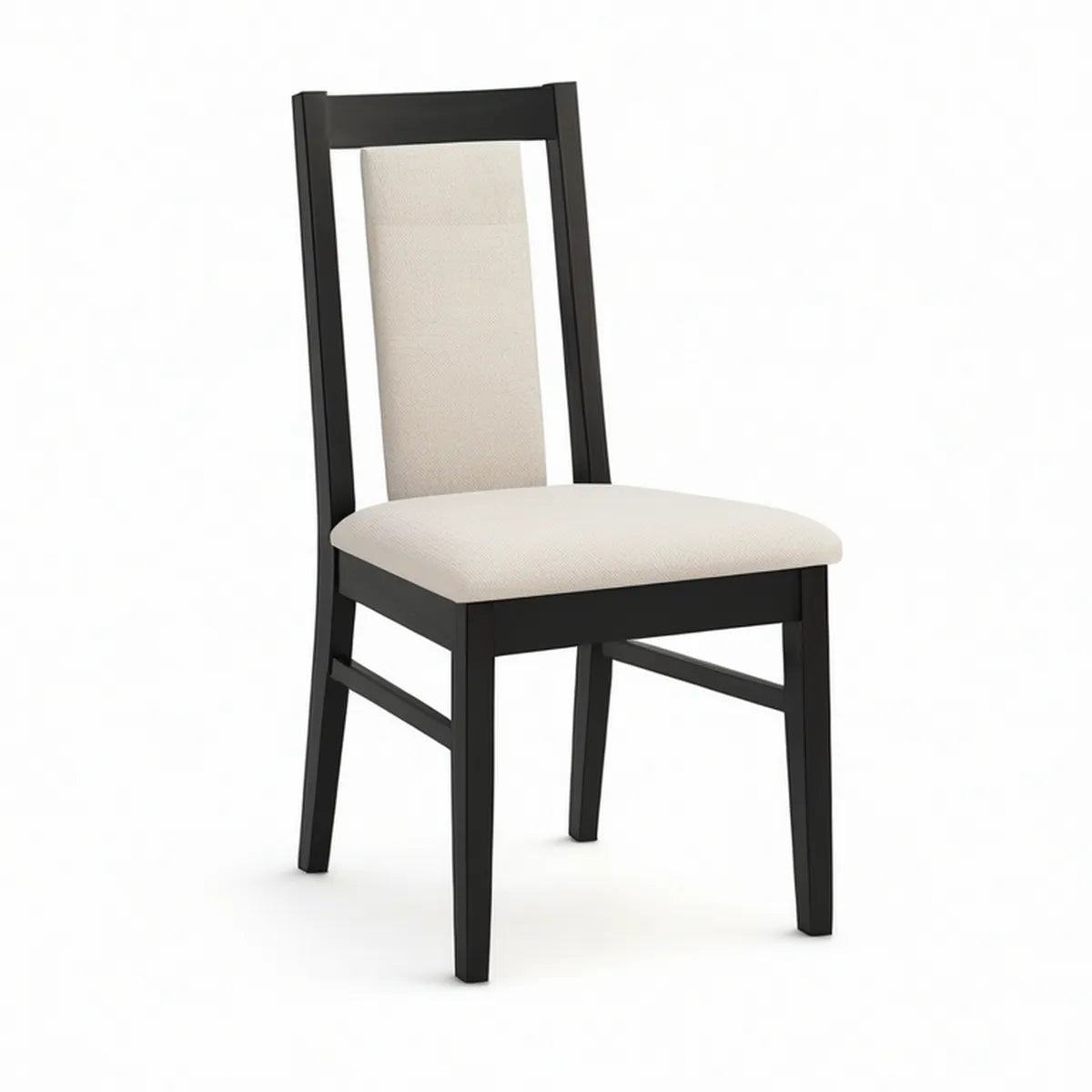 Gepolsterter Esszimmerstuhl aus Massivholz, Schwarz/Beige, 43 x 53 x 96 cm