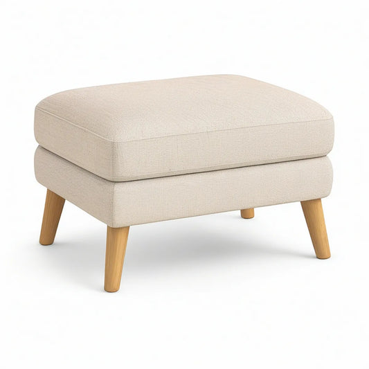 Rechteckiger Polsterhocker 75 x 55 x 45 cm Beige mit Naturholzbeinen