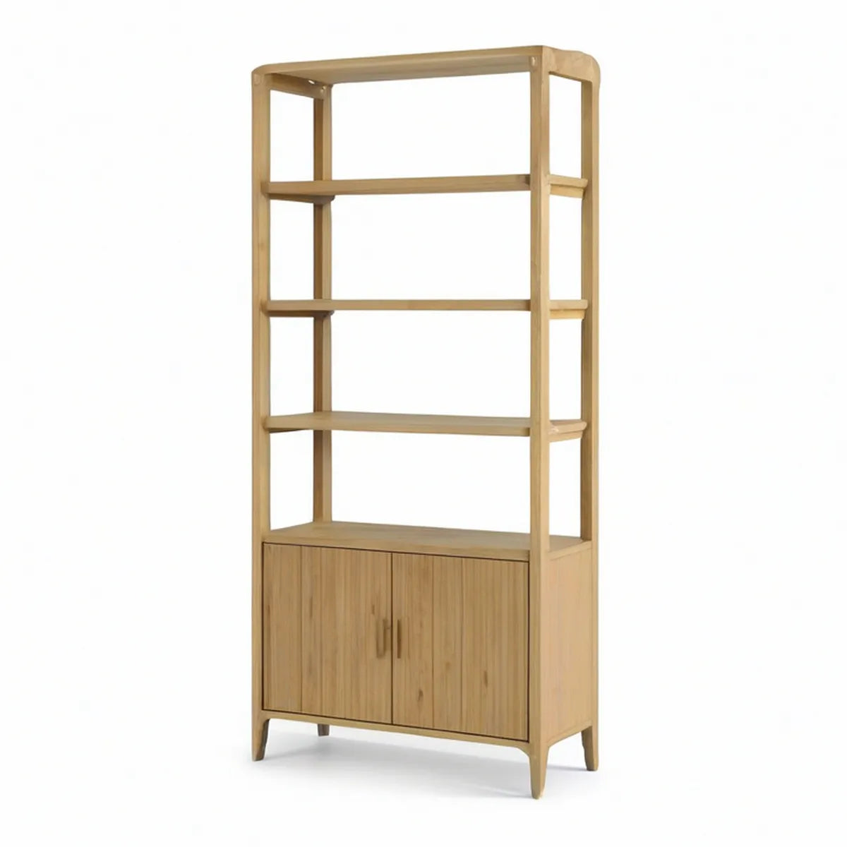 Bücherregal mit Unterschrank aus massivem Bambus, Natur, 80 x 35 x 180 cm