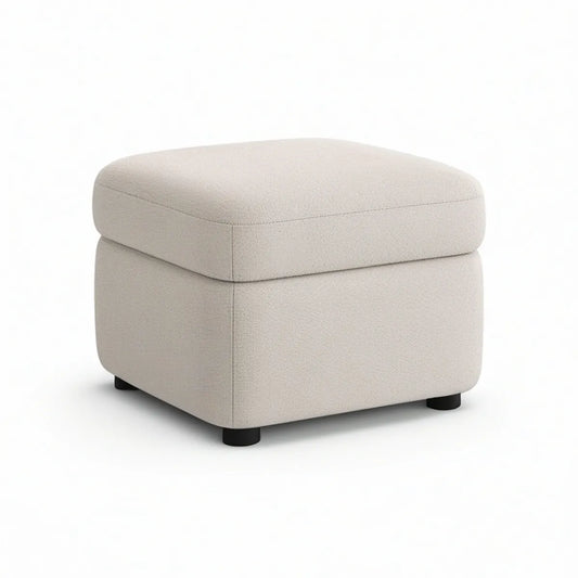 Polsterhocker 60 x 60 x 45 cm mit Polyesterbezug in Creme