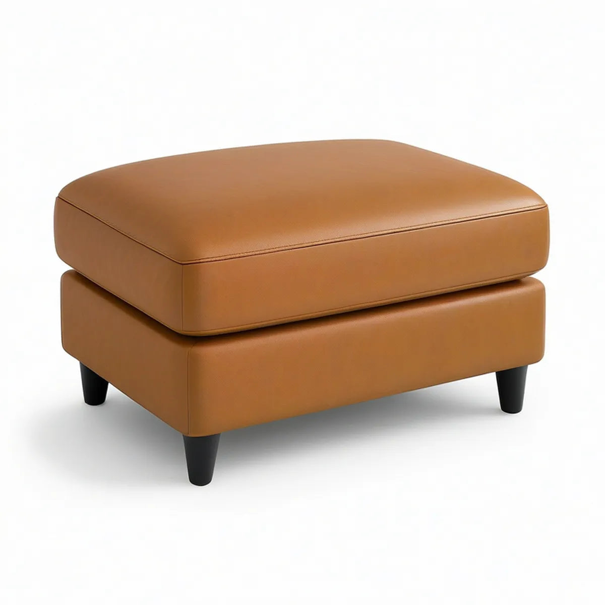 Rechteckiger Fusshocker 80 x 60 x 45 cm mit PU-Kunstlederbezug in Cognacbraun