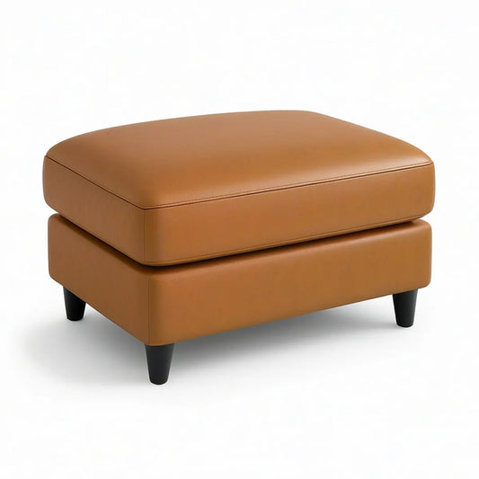 Rechteckiger Fusshocker 80 x 60 x 45 cm mit PU-Kunstlederbezug in Cognacbraun