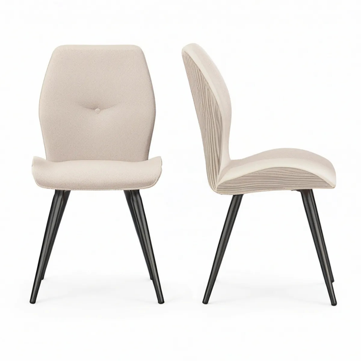 Gepolsterter Esszimmerstuhl Beige/Schwarz, 48 x 56 x 86 cm